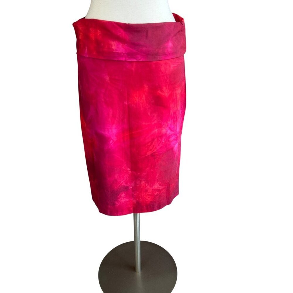 DKNY Pink Red Tie Dye Ombre Skirt Pull On Vintage 90s Size 12
